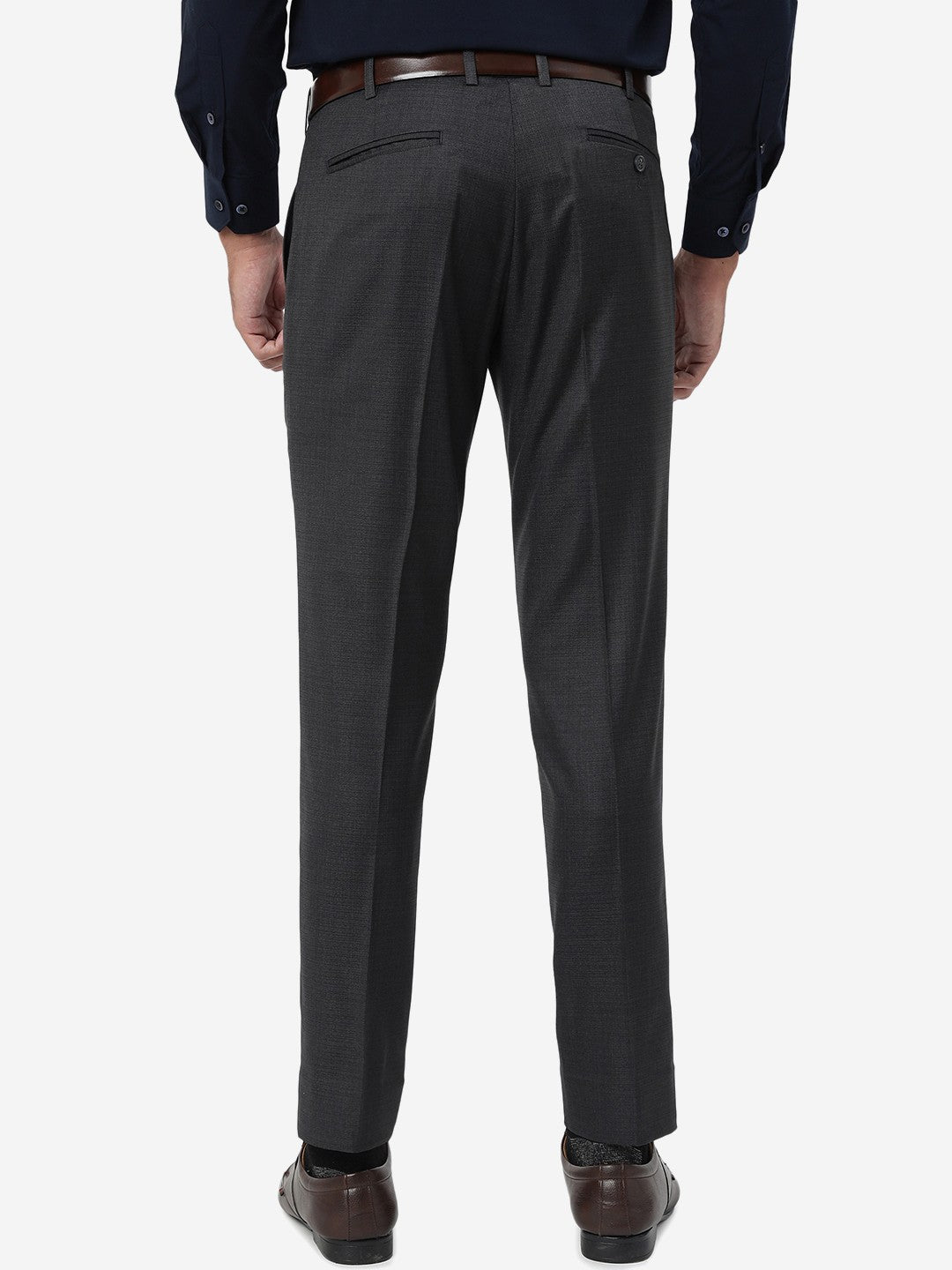 Grey Solid Super Slim Fit Formal Trouser | JadeBlue Youth