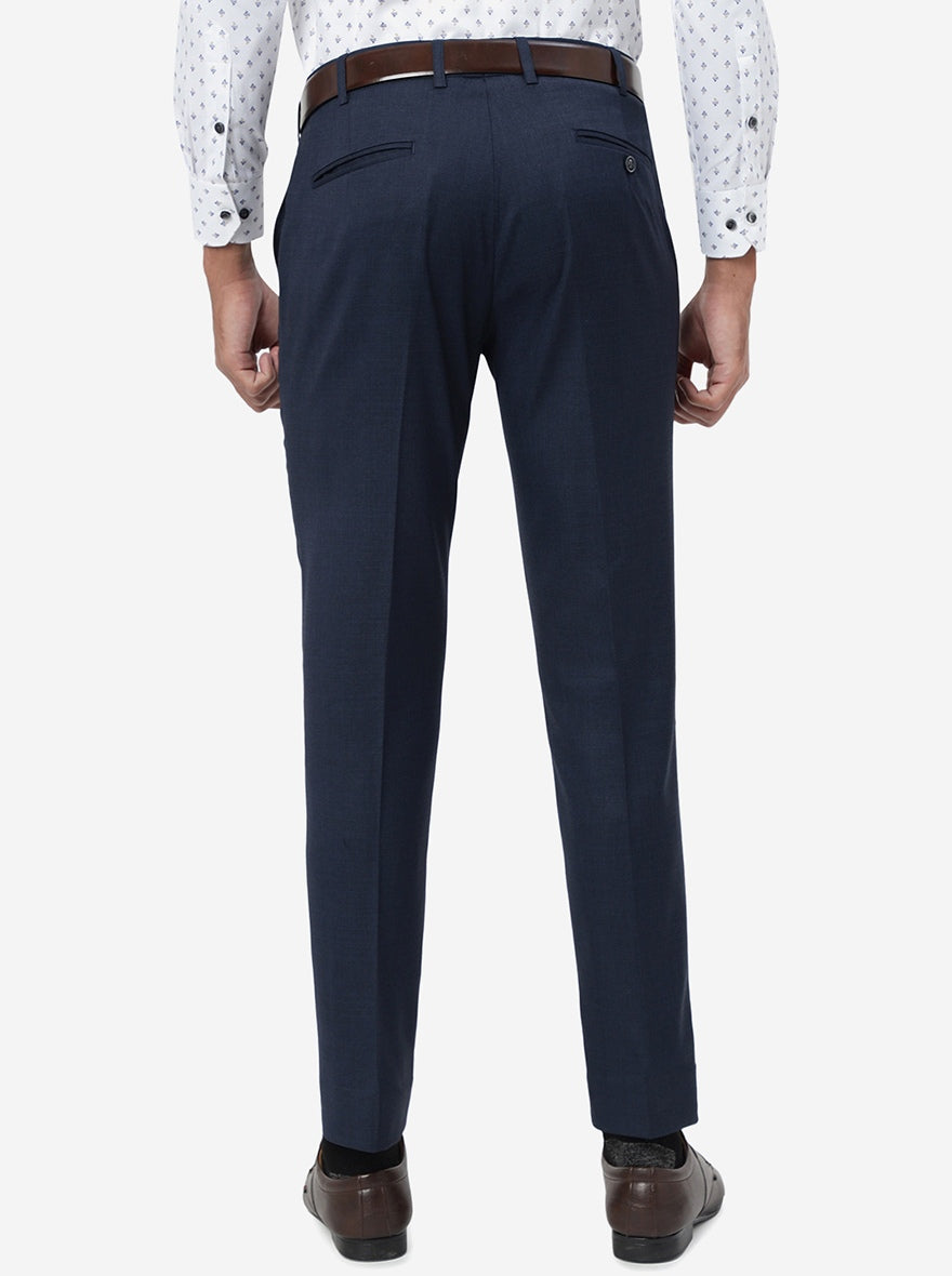 Blue Solid Super Slim Fit Formal Trouser | JadeBlue Youth
