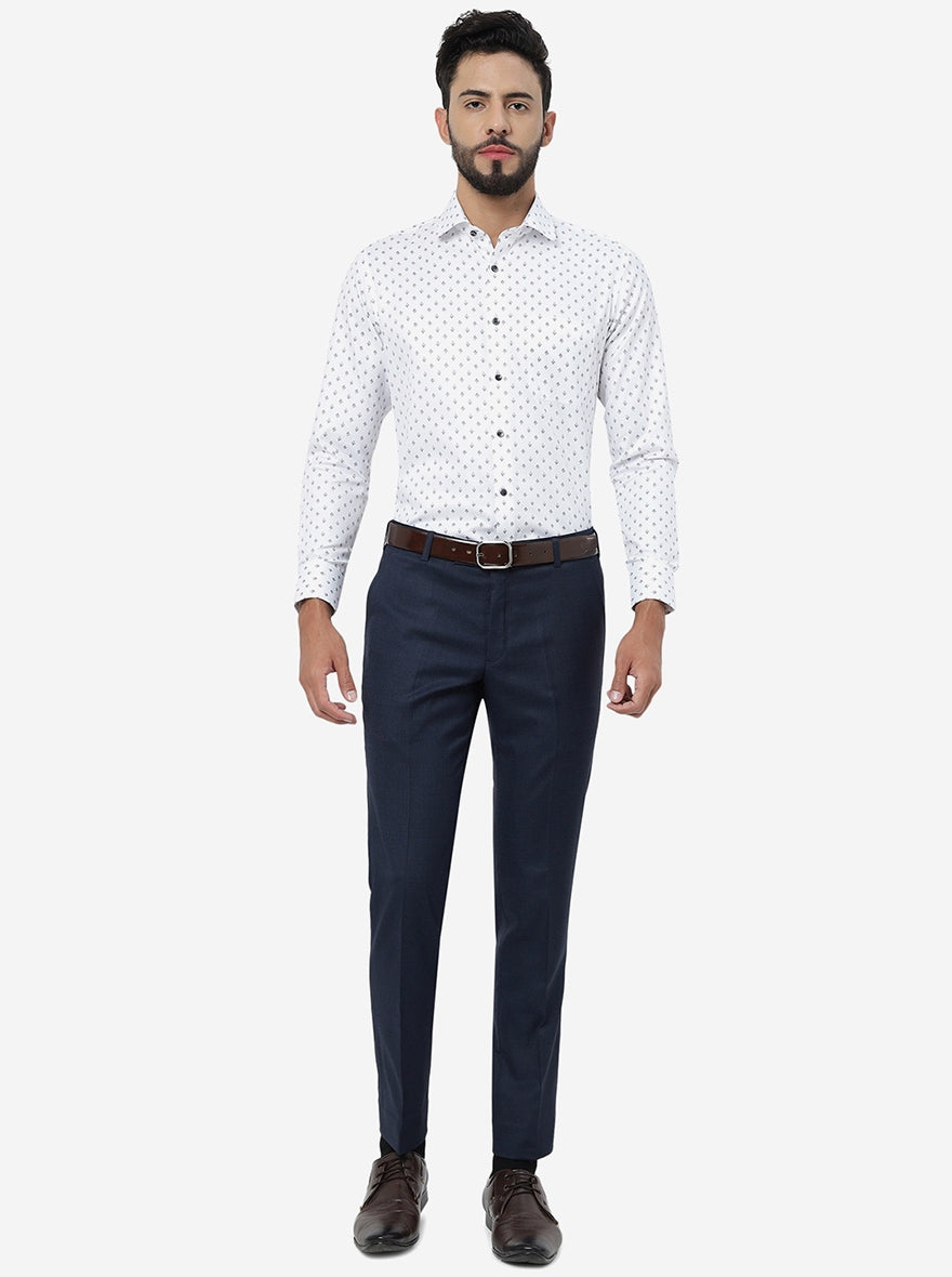 Blue Solid Super Slim Fit Formal Trouser | JadeBlue Youth