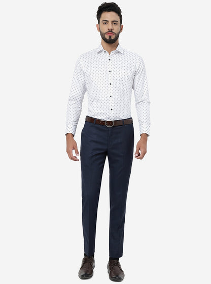 Blue Solid Super Slim Fit Formal Trouser | JadeBlue Youth