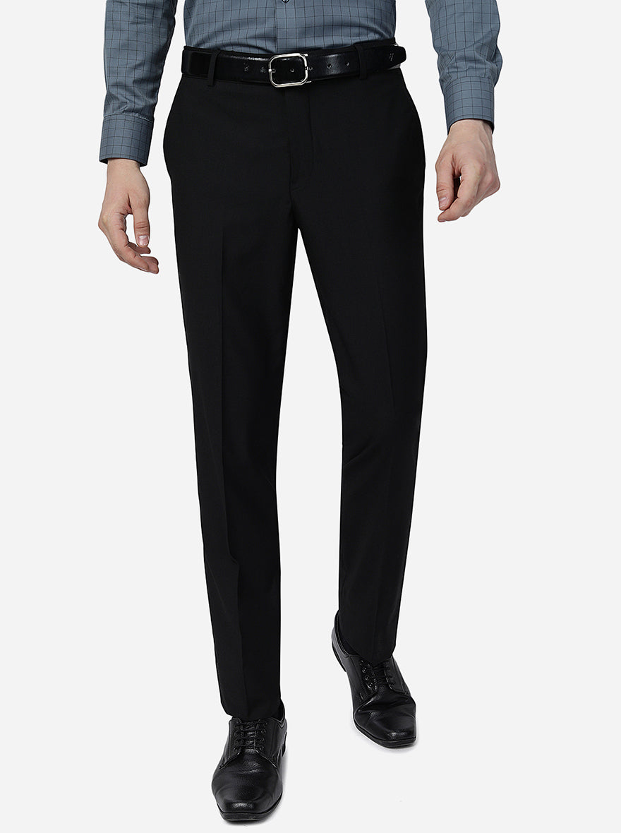 Black Slim Fit Formal Trousers For Men | JadeBlue