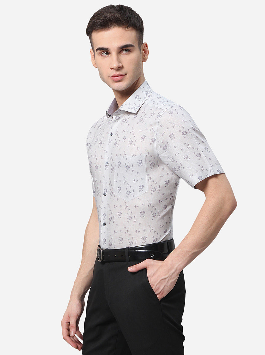 White Printed Slim Fit Party Wear Shirt | JB Studio