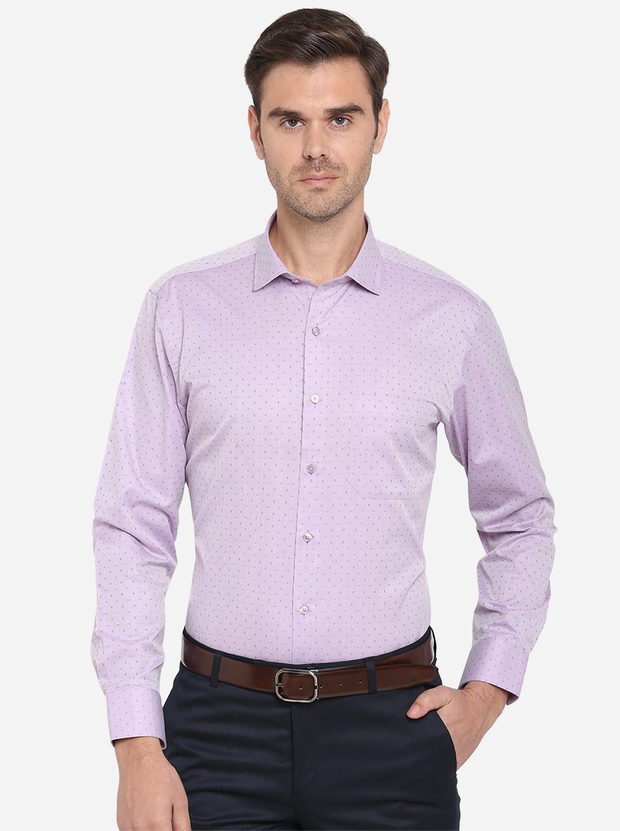 Light Purple Dobby Regular Fit Formal Shirt | Greenfibre