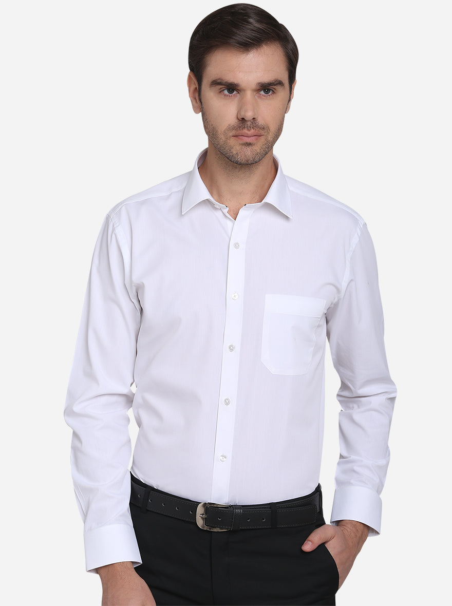 White Solid Regular Fit Formal Shirt  | Greenfibre