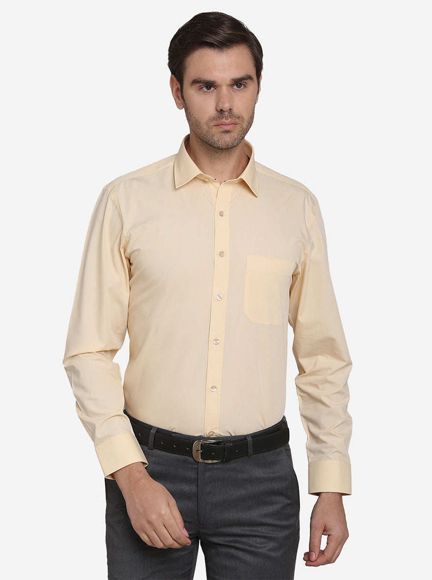 Peach Solid Regular Fit Formal Shirt | Greenfibre