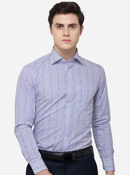 Navy Blue Striped Slim Fit Formal Shirt | JadeBlue Super Luxe