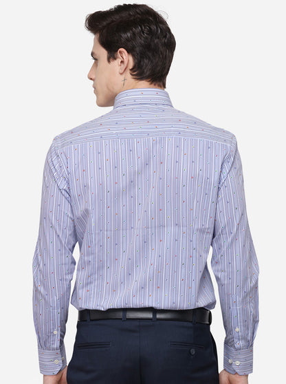 Navy Blue Striped Slim Fit Formal Shirt | JadeBlue Super Luxe