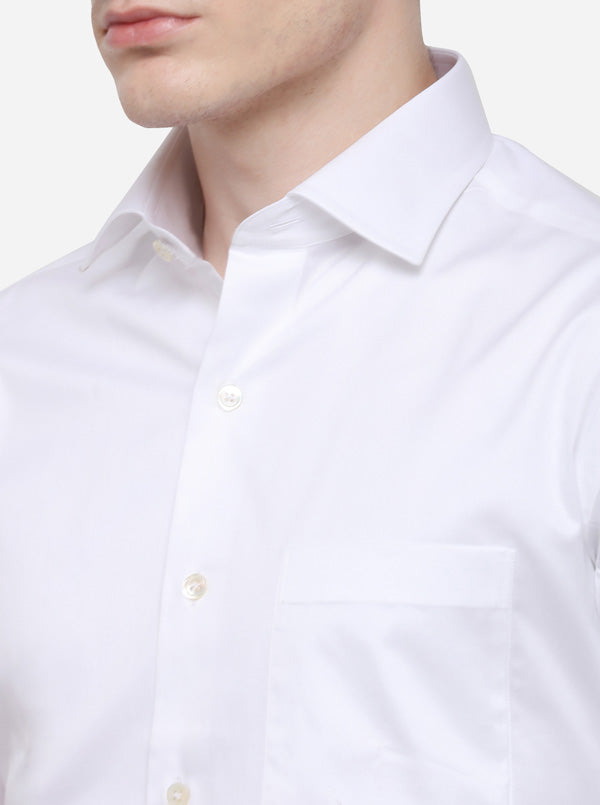 White Solid Slim Fit Formal Shirt | JadeBlue
