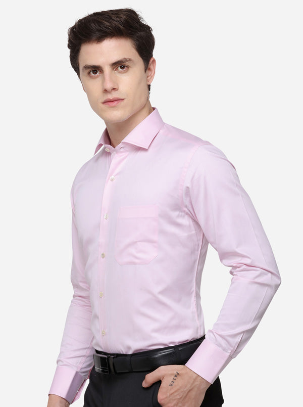 Pink Solid Slim Fit Formal Shirt | JadeBlue