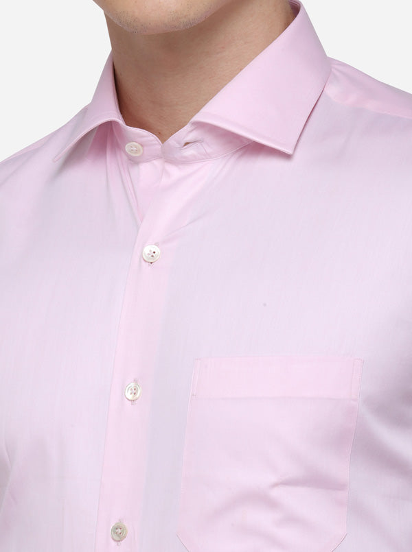 Pink Solid Slim Fit Formal Shirt | JadeBlue