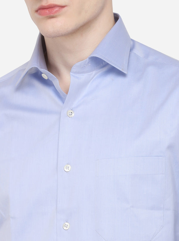 Sky Blue Solid Slim Fit Formal Shirt | JadeBlue