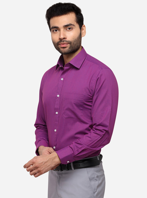 Purple Solid Regular Fit Formal Shirt | Greenfibre