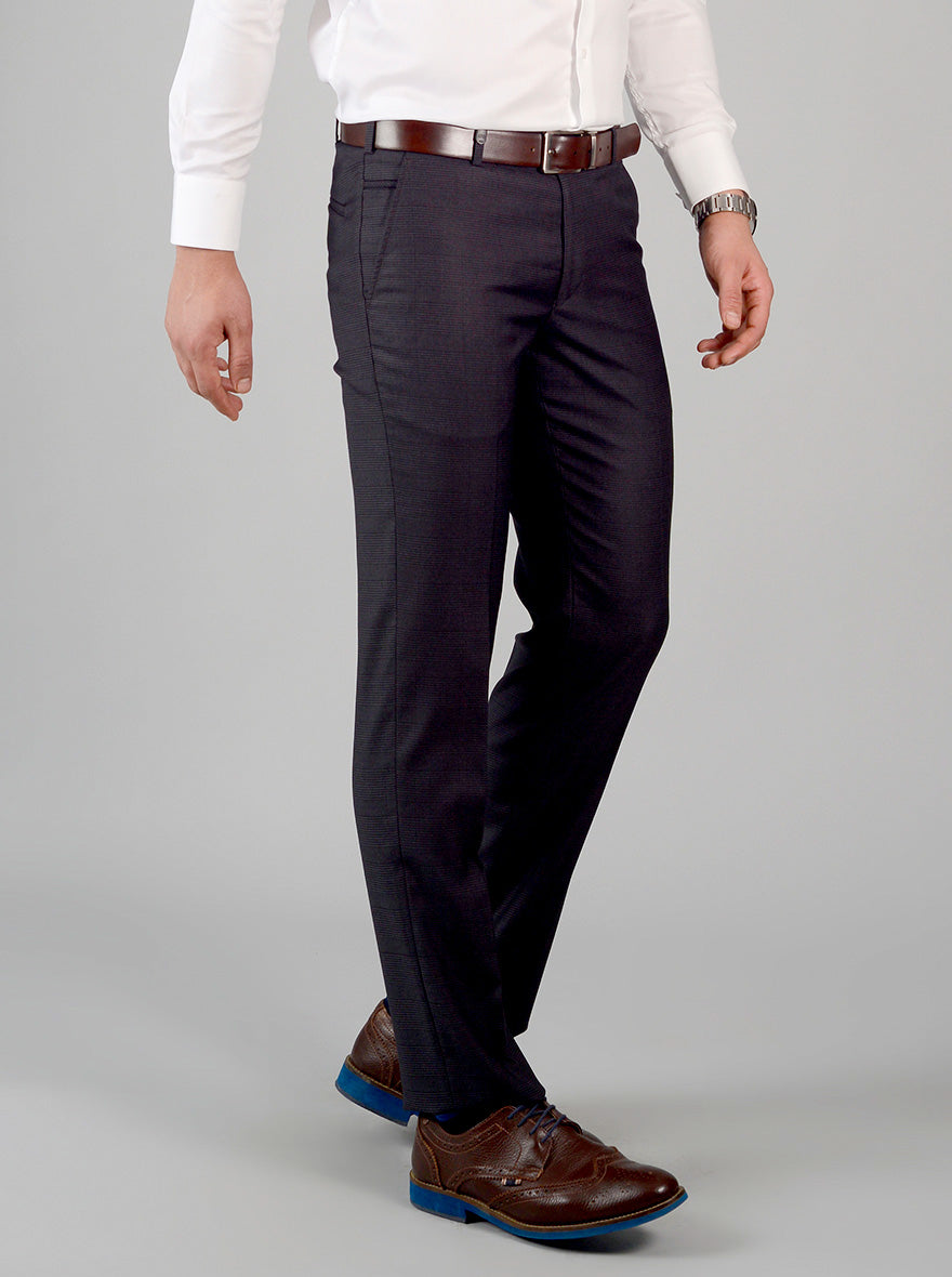 Black Checked Slim Fit Formal Trouser | JB Studio