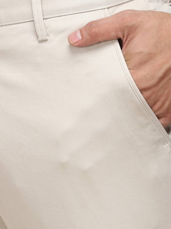 Khaki Solid Uno Fit Casual Trouser | JadeBlue