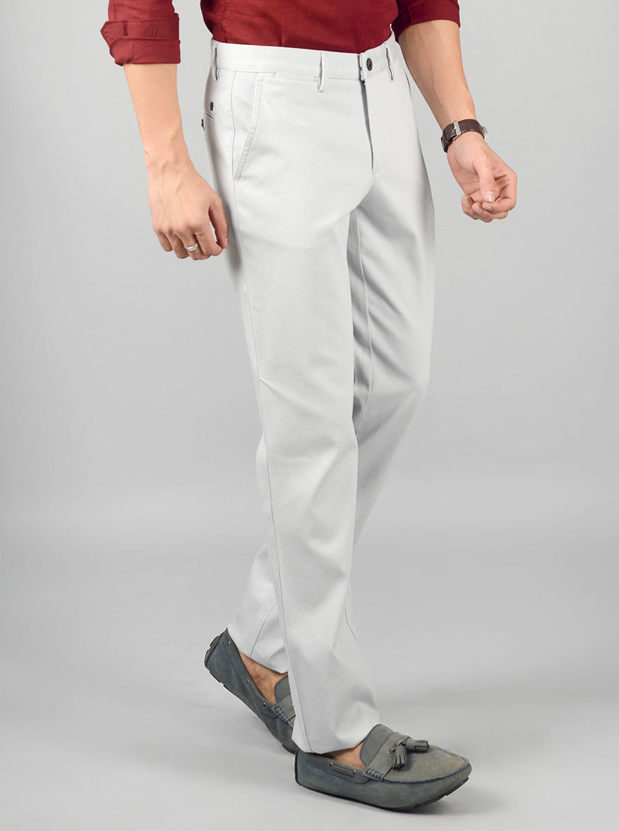 Smoke Grey Solid Slim Fit Casual Trouser | JadeBlue