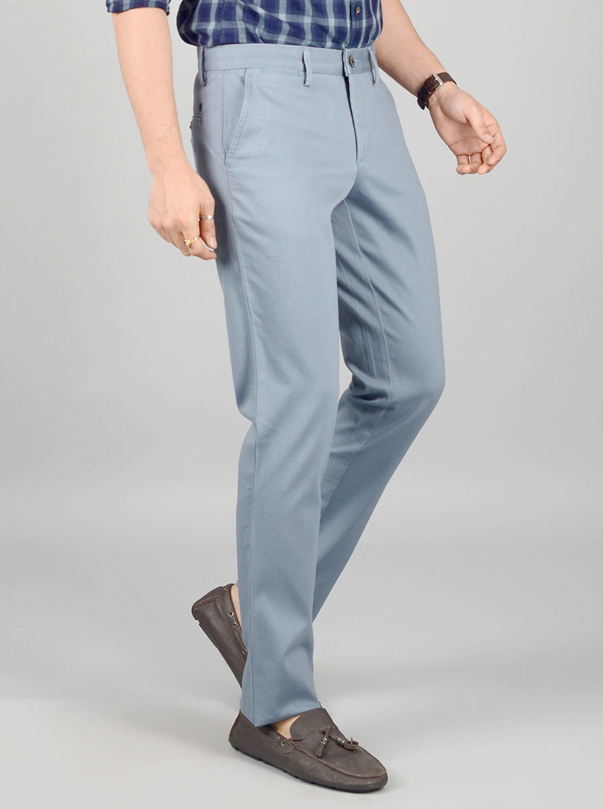 Pigeon Grey Solid Slim Fit Casual Trouser | JadeBlue
