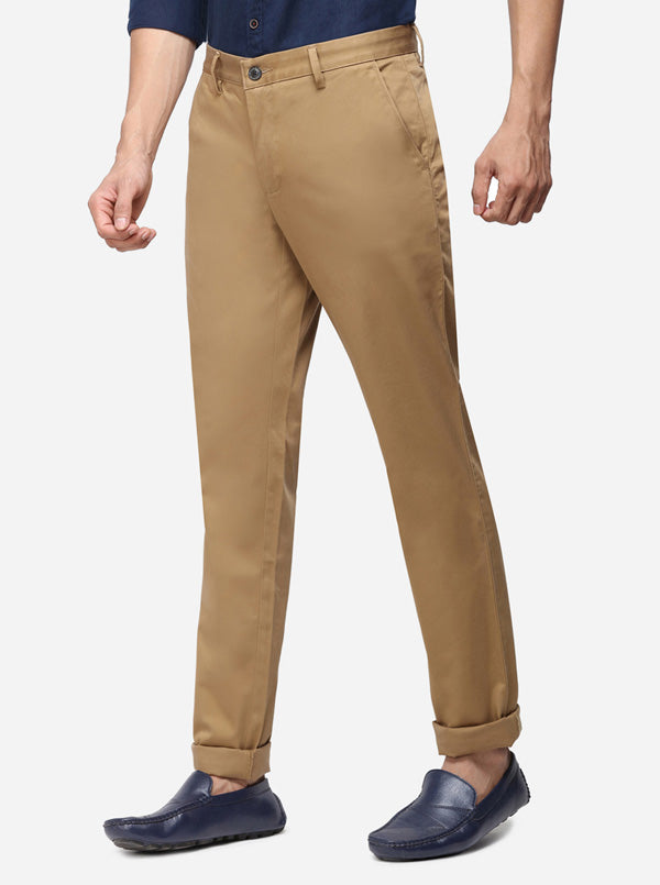 Brown Solid Uno Fit Casual Trouser | JadeBlue