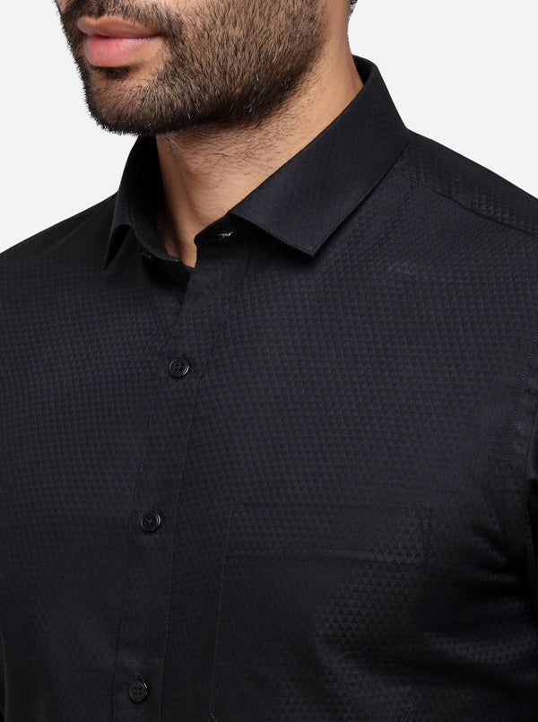 Black Dobby Slim Fit Formal Shirt | Greenfibre