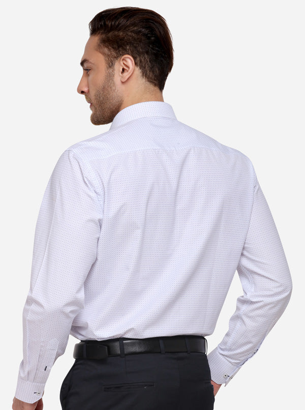 White Printed Regular Fit Formal Shirt | Greenfibre