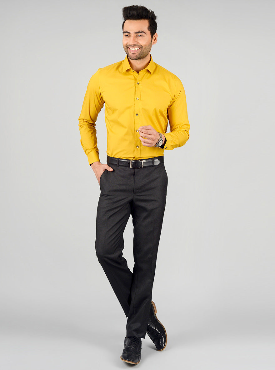 Party Wear Blended Cotton Mens Dark Yellow Plain Shirt, Size: L And XL at  Rs 400 in Yamuna Nagar