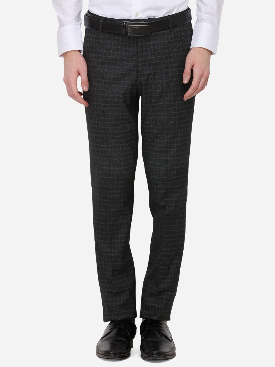 Buy Peter England Men Neo Slim Fit Checked Trousers - Trousers for Men  22245744 | Myntra