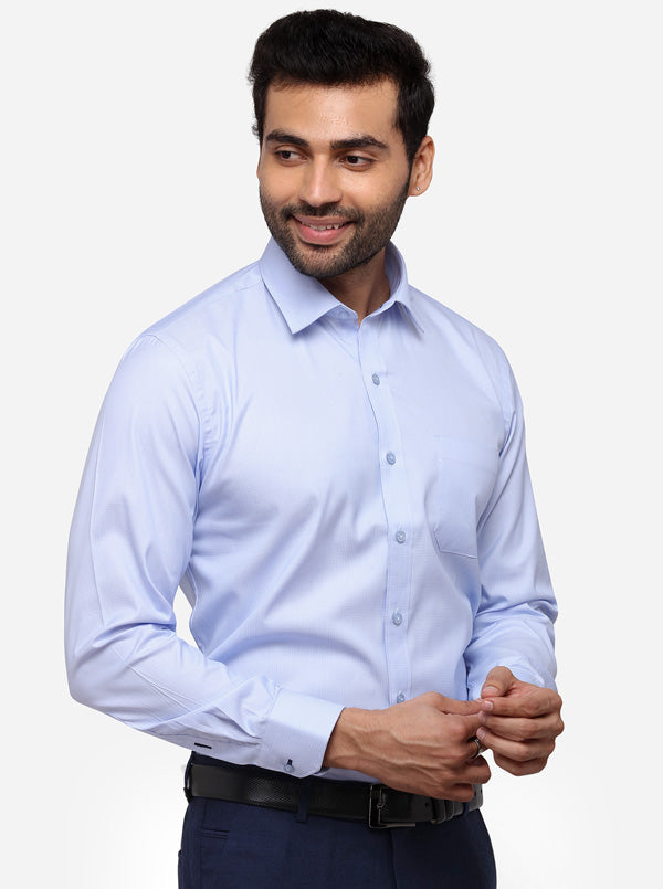 Light Blue Solid Regular Fit Formal Shirt | Greenfibre