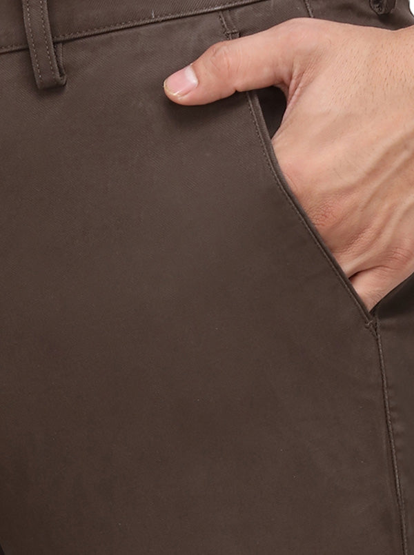 Dark Olive Solid Uno Fit Casual Trouser | JadeBlue