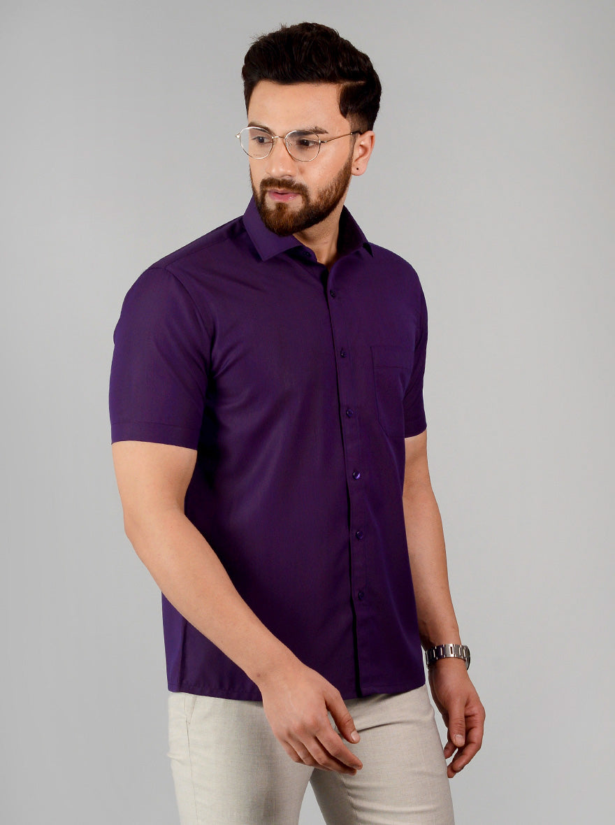 Purple Checked Regular Fit Formal Shirt | Greenfibre