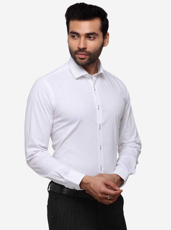 White Solid Slim Fit Party Wear Shirt | Wyre