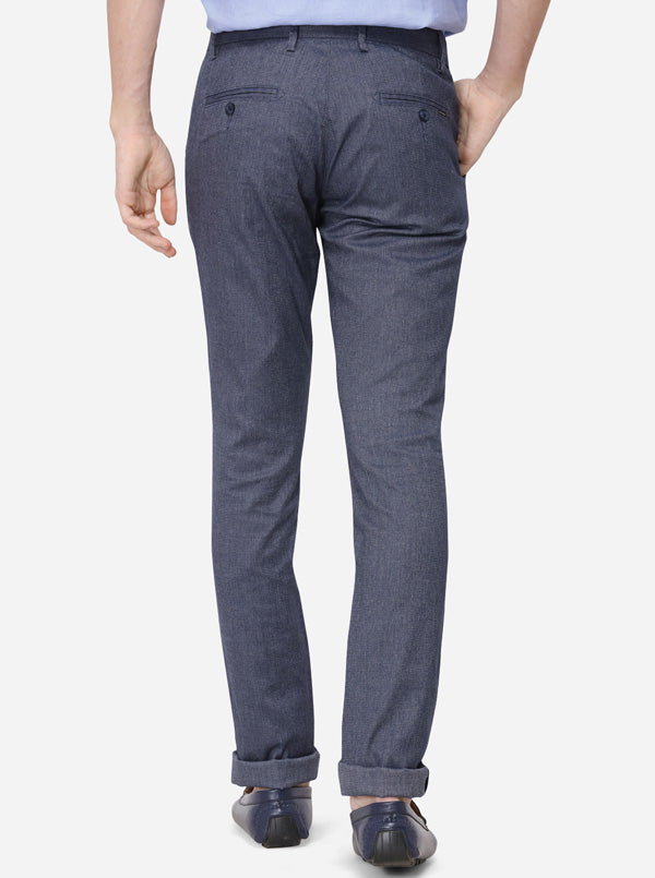 Ombre Blue Solid Super Slim Fit Casual Trouser | Greenfibre