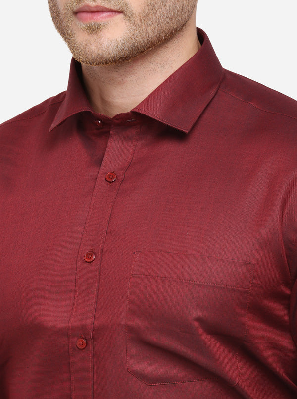Maroon Solid Regular Fit Formal Shirt | Greenfibre