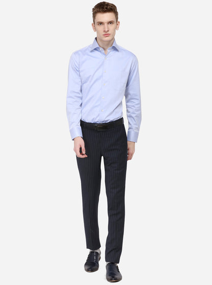 Navy Blue Striped Super Slim Fit Formal Trouser | JadeBlue Youth