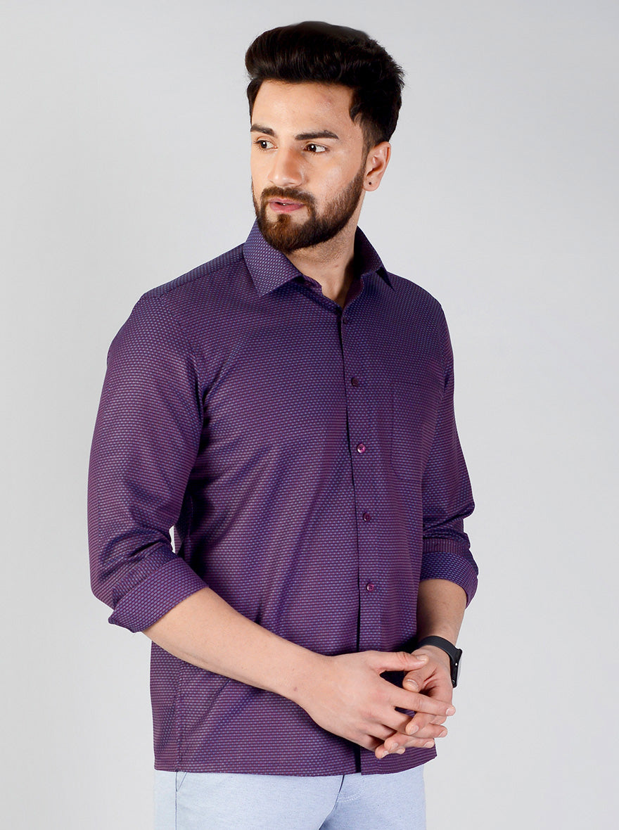 Purple Checked Regular Fit Formal Shirt | Greenfibre