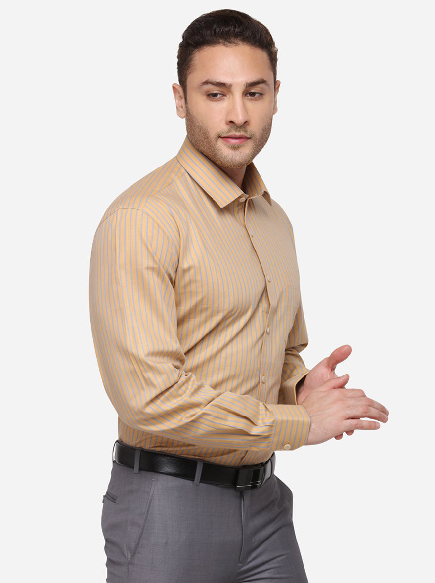 Mustured Striped Regular Fit Formal Shirt | JadeBlue