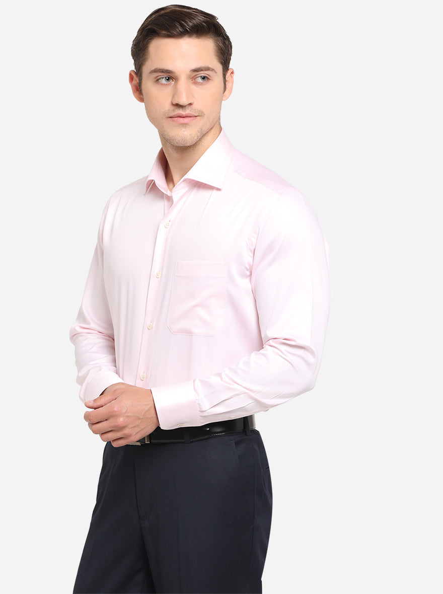 Pink Solid Slim Fit Formal Shirt | JadeBlue