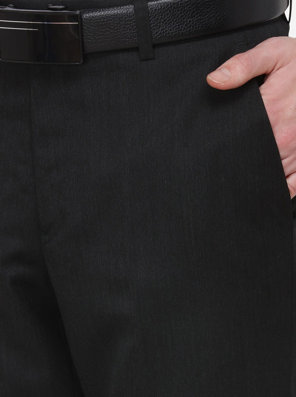 Grey Solid Slim Fit Formal Trouser | Metal