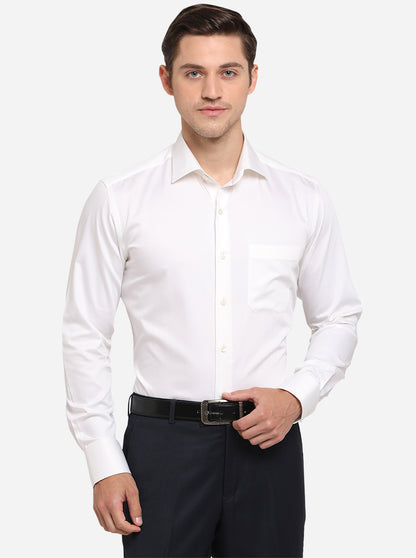 White Solid Slim Fit Formal Shirt | JadeBlue Super Luxe