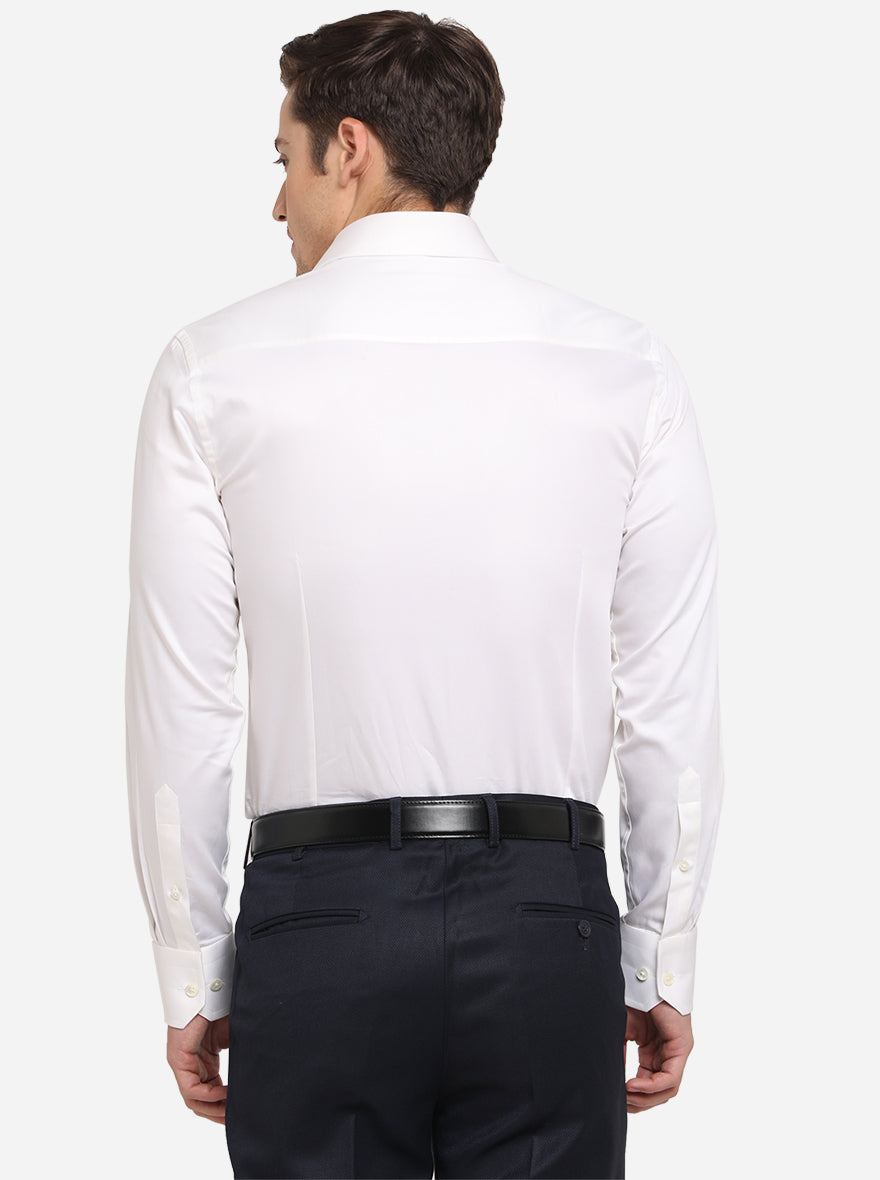 White Solid Slim Fit Formal Shirt | JadeBlue Super Luxe