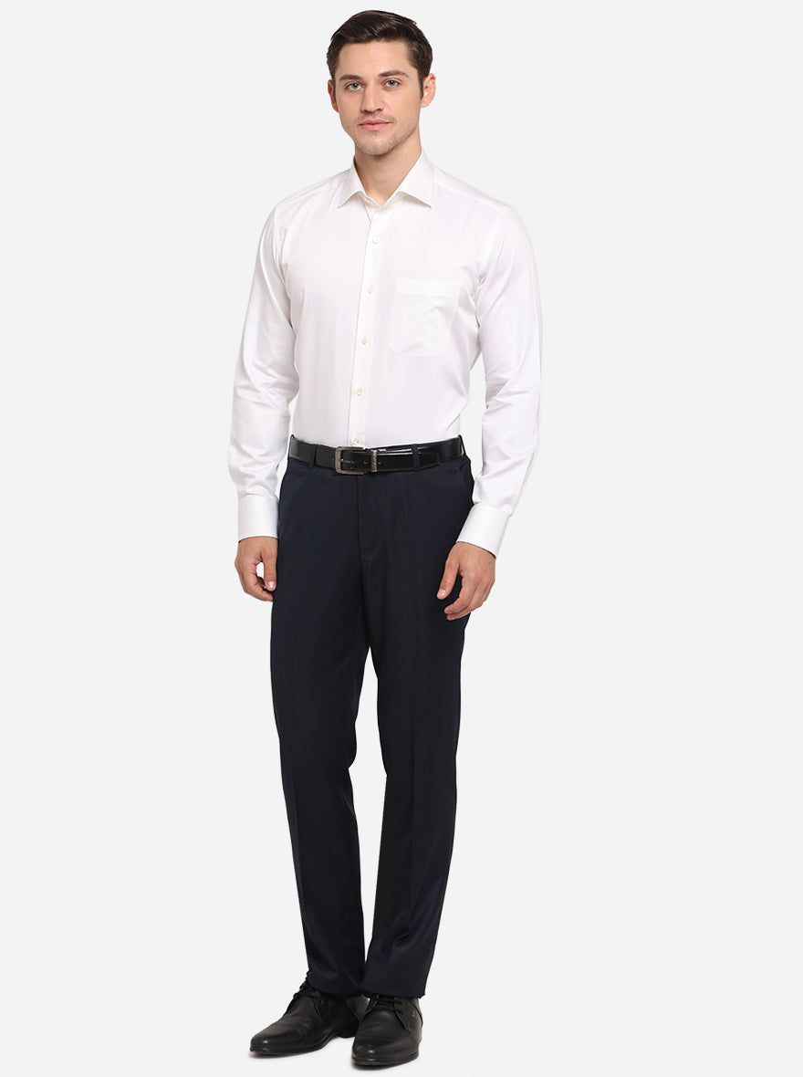 White Solid Slim Fit Formal Shirt | JadeBlue Super Luxe