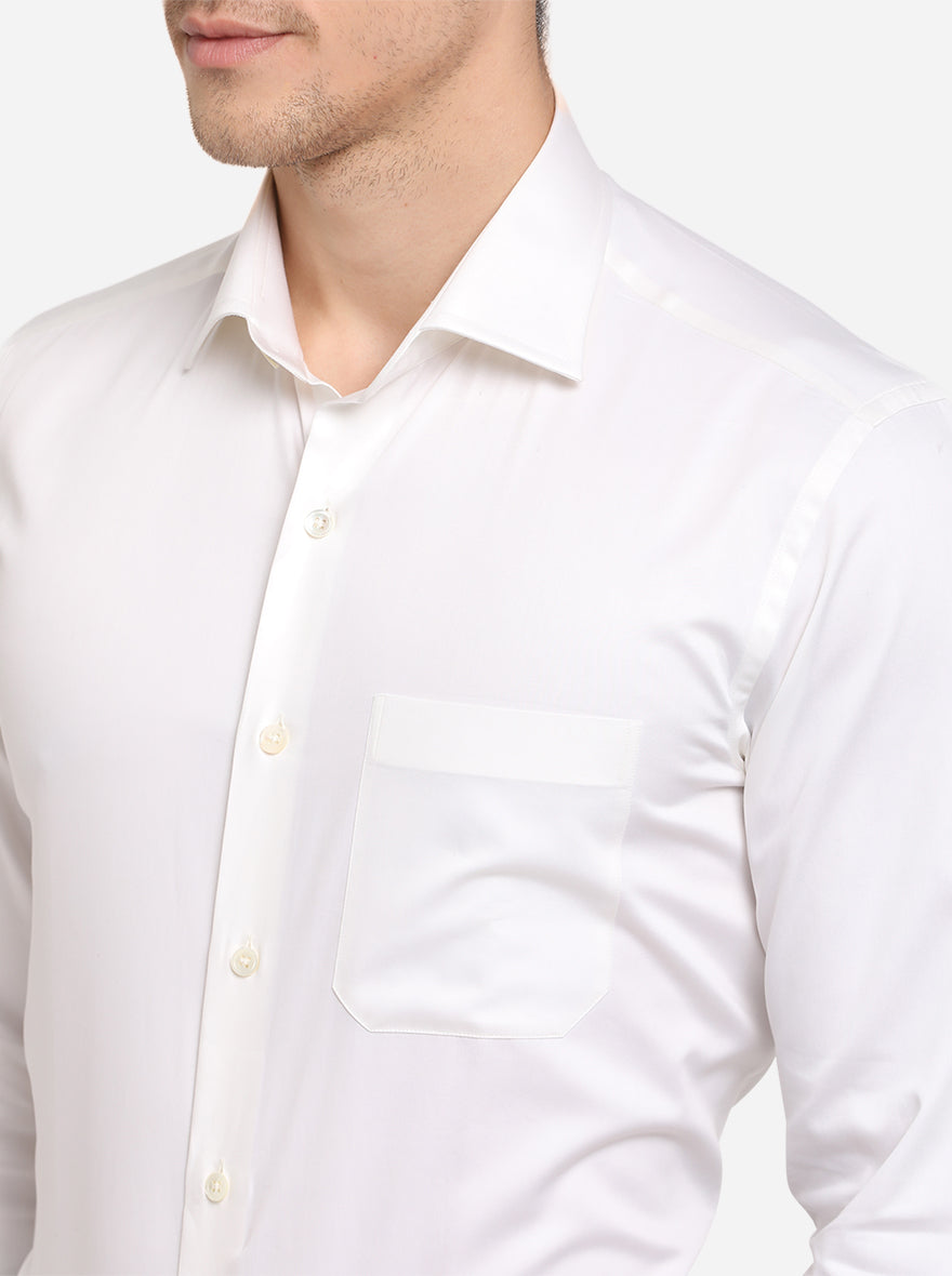White Solid Slim Fit Formal Shirt | JadeBlue Super Luxe