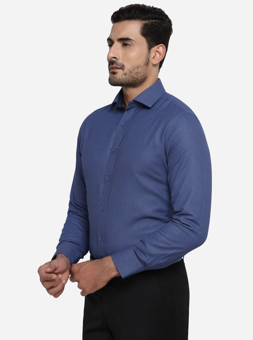 Blue Dobby Slim Fit Party wear Shirt | Greenfibre