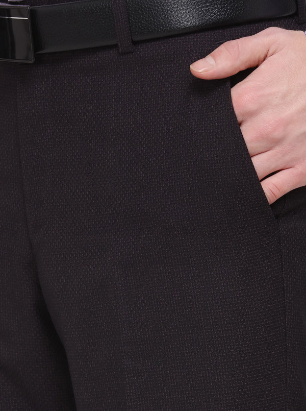 Coffee Solid Slim Fit Formal Trouser | Metal