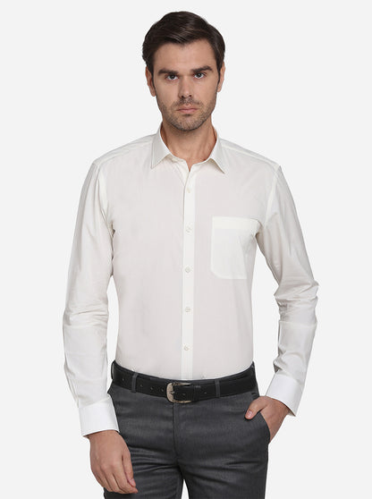 Cream Solid Slim Fit Formal Shirt | JadeBlue Youth