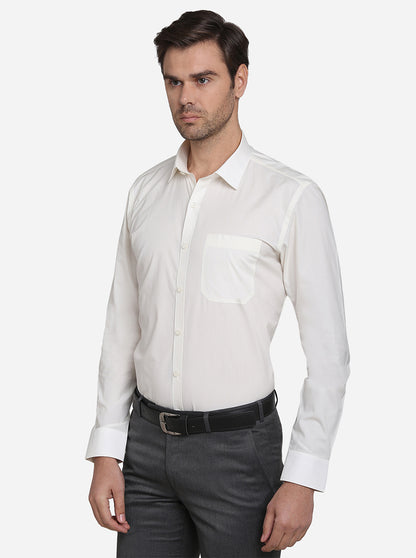 Cream Solid Slim Fit Formal Shirt | JadeBlue Youth