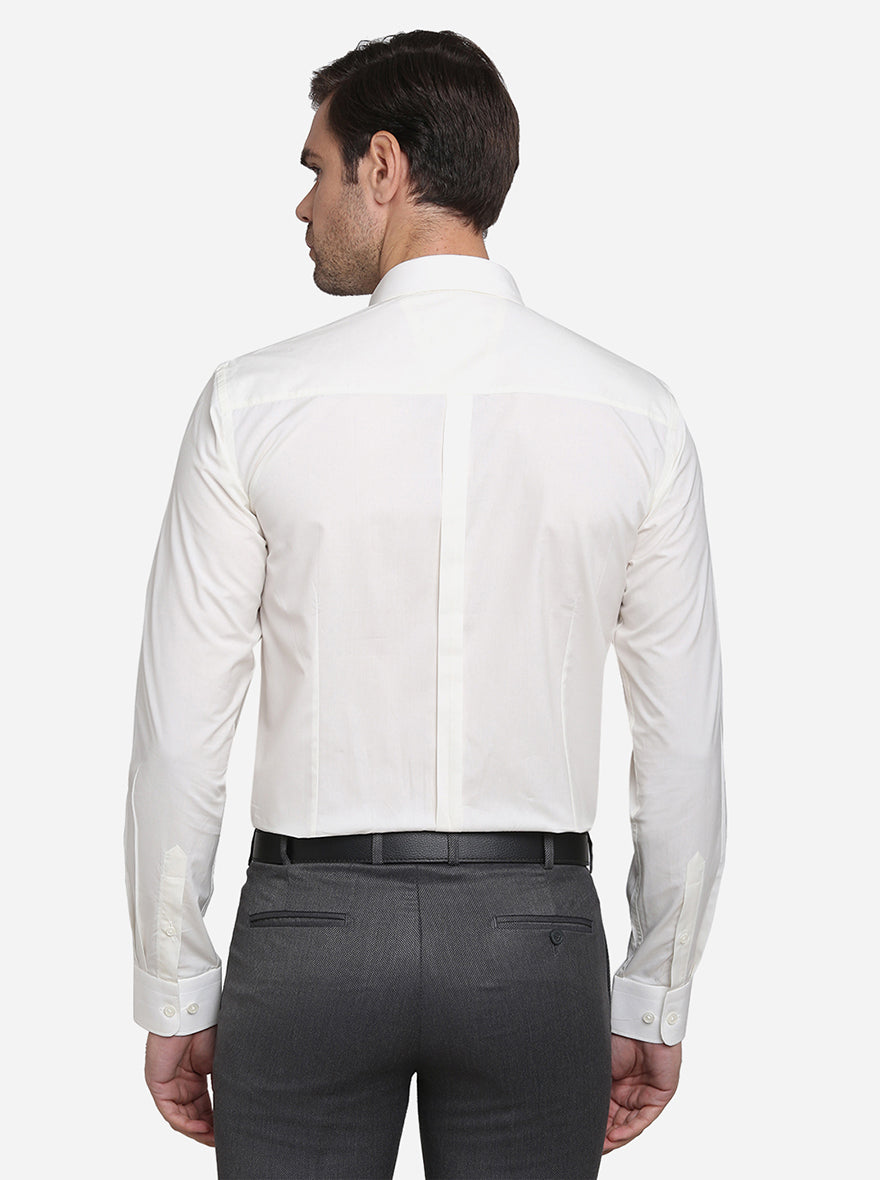 Cream Solid Slim Fit Formal Shirt | JadeBlue Youth