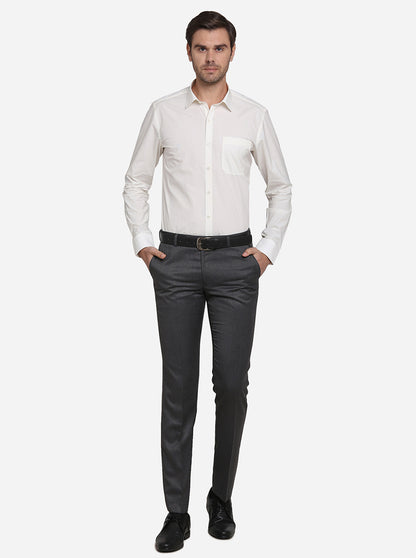 Cream Solid Slim Fit Formal Shirt | JadeBlue Youth