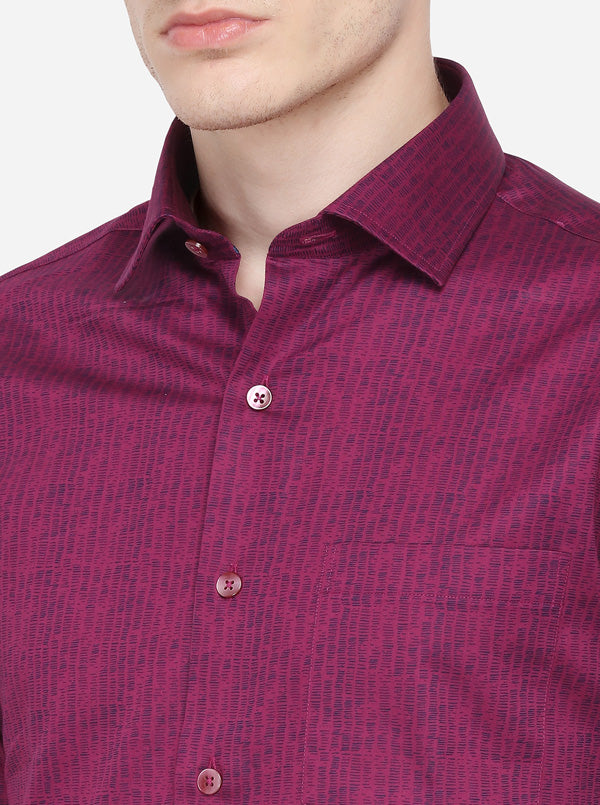 Purple Printed Slim Fit Formal Shirt | Metal
