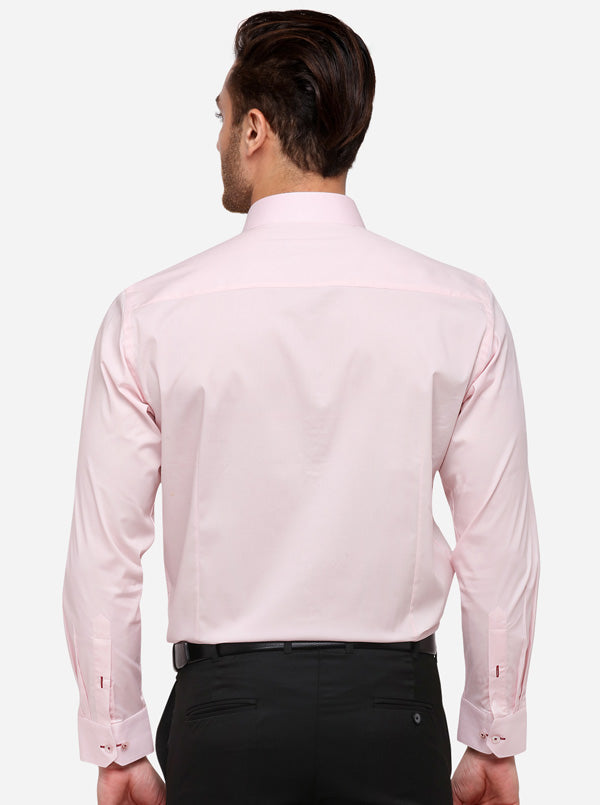 Pink Solid Slim Fit Formal Shirt | Metal