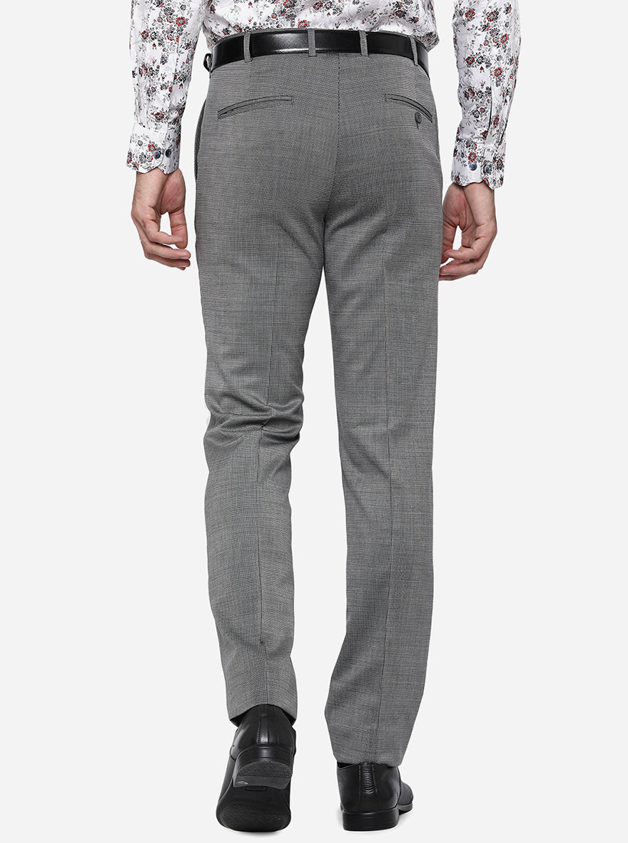 Grey Solid Slim Fit Formal Trouser | Metal