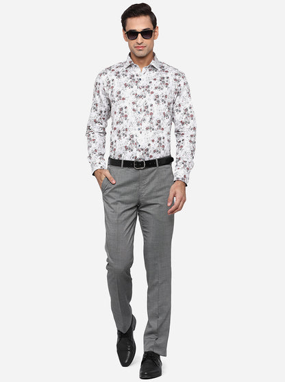 Grey Solid Slim Fit Formal Trouser | Metal